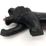 Carved African Ebony Lion with Bone Teeth and Tongue