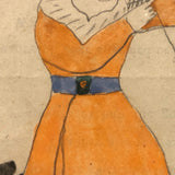 The Young Archer, 1869 Pencil and Watercolor School Girl Drawing