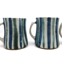 Stunning Early Set of Three Andersen Design Studio Striped Mugs Plus Small Bowl / Vase