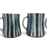 Stunning Early Set of Three Andersen Design Studio Striped Mugs Plus Small Bowl / Vase