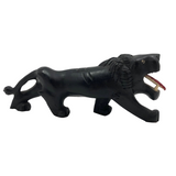 Carved African Ebony Lion with Bone Teeth and Tongue