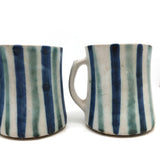 Stunning Early Set of Three Andersen Design Studio Striped Mugs Plus Small Bowl / Vase