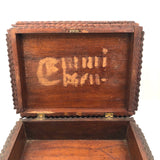 Large, Heavy Antique Chip Carved Tramp Art Box with Hinged Lid