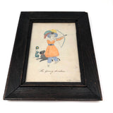The Young Archer, 1869 Pencil and Watercolor School Girl Drawing