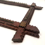 Simple Old Painted Chip Carved Tramp Art Wooden Frame