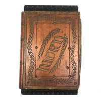 "Morn by Wood" Antique Folk Art Carved Book on Starry Panel