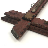 Simple Old Painted Chip Carved Tramp Art Wooden Frame