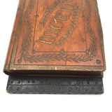 "Morn by Wood" Antique Folk Art Carved Book on Starry Panel