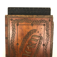 "Morn by Wood" Antique Folk Art Carved Book on Starry Panel