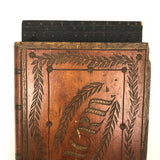 "Morn by Wood" Antique Folk Art Carved Book on Starry Panel