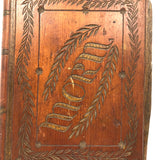 "Morn by Wood" Antique Folk Art Carved Book on Starry Panel