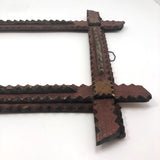 Simple Old Painted Chip Carved Tramp Art Wooden Frame