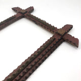 Simple Old Painted Chip Carved Tramp Art Wooden Frame