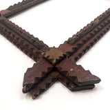 Simple Old Painted Chip Carved Tramp Art Wooden Frame