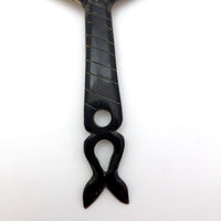 Indonesian Wayang Kulit Pierced Hide Hand Fan with Horn Handle