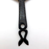Indonesian Wayang Kulit Pierced Hide Hand Fan with Horn Handle