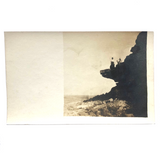 Couple with Dog on Rock Ledge, Old Real Photo Postcard