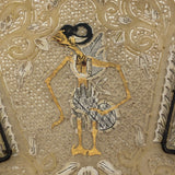 Indonesian Wayang Kulit Pierced Hide Hand Fan with Horn Handle