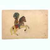 c. 1908 Watercolor Postcard of Native American Chief on Horse