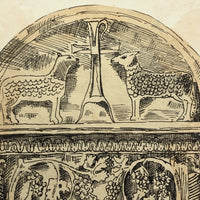 Set of Four Antique Ink Drawings of Architectural Details in Ravenna and Istanbul