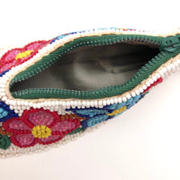 Native American Beaded Mocassin Coin Purse with Flowers