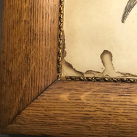 Very Large Antique Pen and Ink Bull Portrait in Period Frame