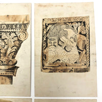 Set of Four Antique Ink Drawings of Architectural Details in Ravenna and Istanbul