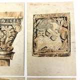 Set of Four Antique Ink Drawings of Architectural Details in Ravenna and Istanbul