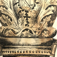 Set of Four Antique Ink Drawings of Architectural Details in Ravenna and Istanbul