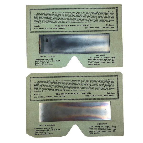 1925 Fritz & Hawley, New Haven Solar Eclipse Viewers - Sold Individually