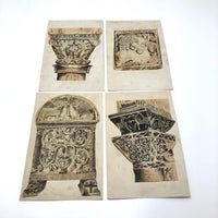 Set of Four Antique Ink Drawings of Architectural Details in Ravenna and Istanbul