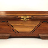 Two-Toned Wood Tramp Art Jewelry Box