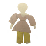 Antique Handmade Paper Doll with Yellow Pants