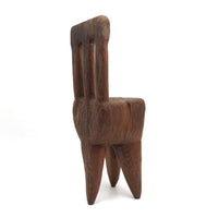 Large Carved Three Legged, Molar-like Tabletop Folk Art Chair