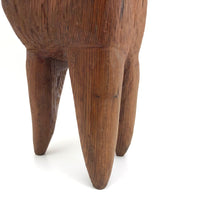 Large Carved Three Legged, Molar-like Tabletop Folk Art Chair