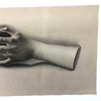 French Neoclassical c. 1810 Charcoal Study of a Hand - Two of Two