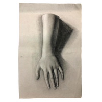 French Neoclassical c. 1810 Charcoal Study of a Hand - One of Two