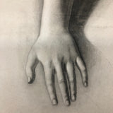 French Neoclassical c. 1810 Charcoal Study of a Hand - One of Two