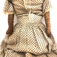Amazing (and very intense!) Antique 22 Inch Waxed Doll with Blue Glass Eyes
