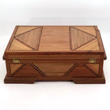 Two-Toned Wood Tramp Art Jewelry Box