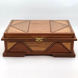 Two-Toned Wood Tramp Art Jewelry Box