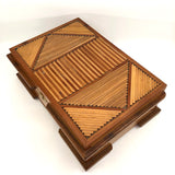 Two-Toned Wood Tramp Art Jewelry Box