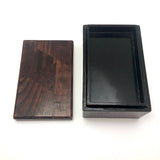 Japanese Marquetry and Black Lacquer Lidded Box with Interior Tray