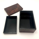 Japanese Marquetry and Black Lacquer Lidded Box with Interior Tray
