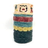 Fabulous Egyptian Themed, Kid Made Tall Coiled Vase