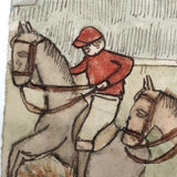 Horse Racers at Saint-Cloud, Antique French Watercolor by Pierre Albert Leroux