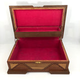 Two-Toned Wood Tramp Art Jewelry Box