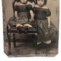 Two Displeased Looking Young Girls, Antique Tintype
