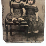 Two Displeased Looking Young Girls, Antique Tintype