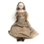 Amazing (and very intense!) Antique 22 Inch Waxed Doll with Blue Glass Eyes